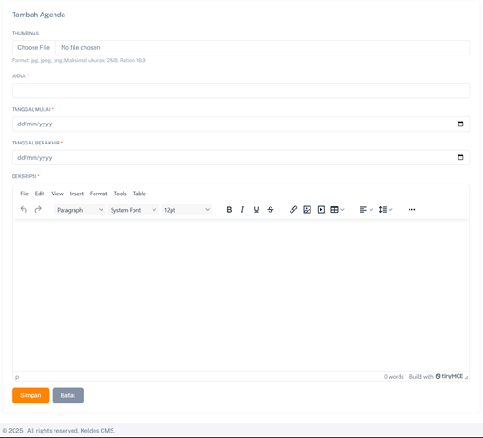Halaman Tambah Agenda