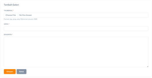 Halaman Tambah Galeri