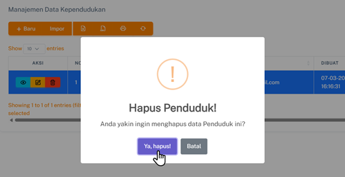 Halaman Hapus Kependudukan