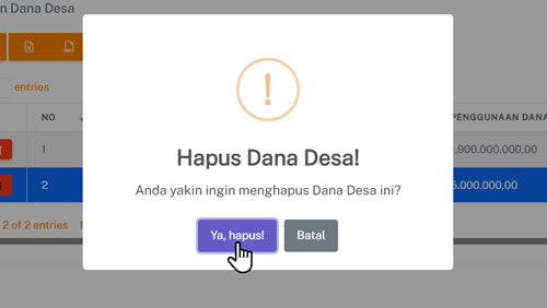 Halaman Hapus Dana Desa