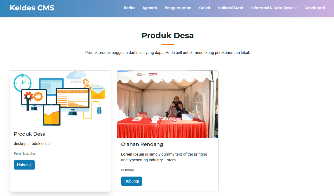 Halaman Portal Produk Desa