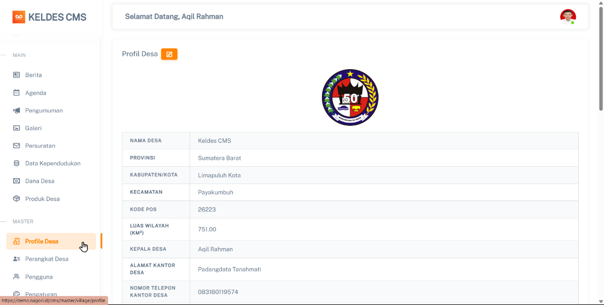 Halaman Profil Desa