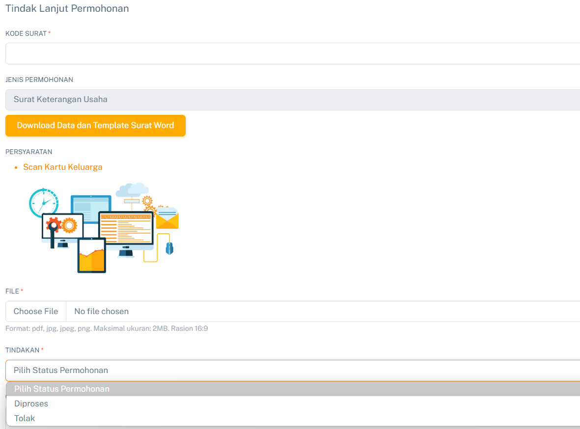 Halaman Pengajuan Surat